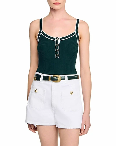 Sandro Two Tone Knit Tank