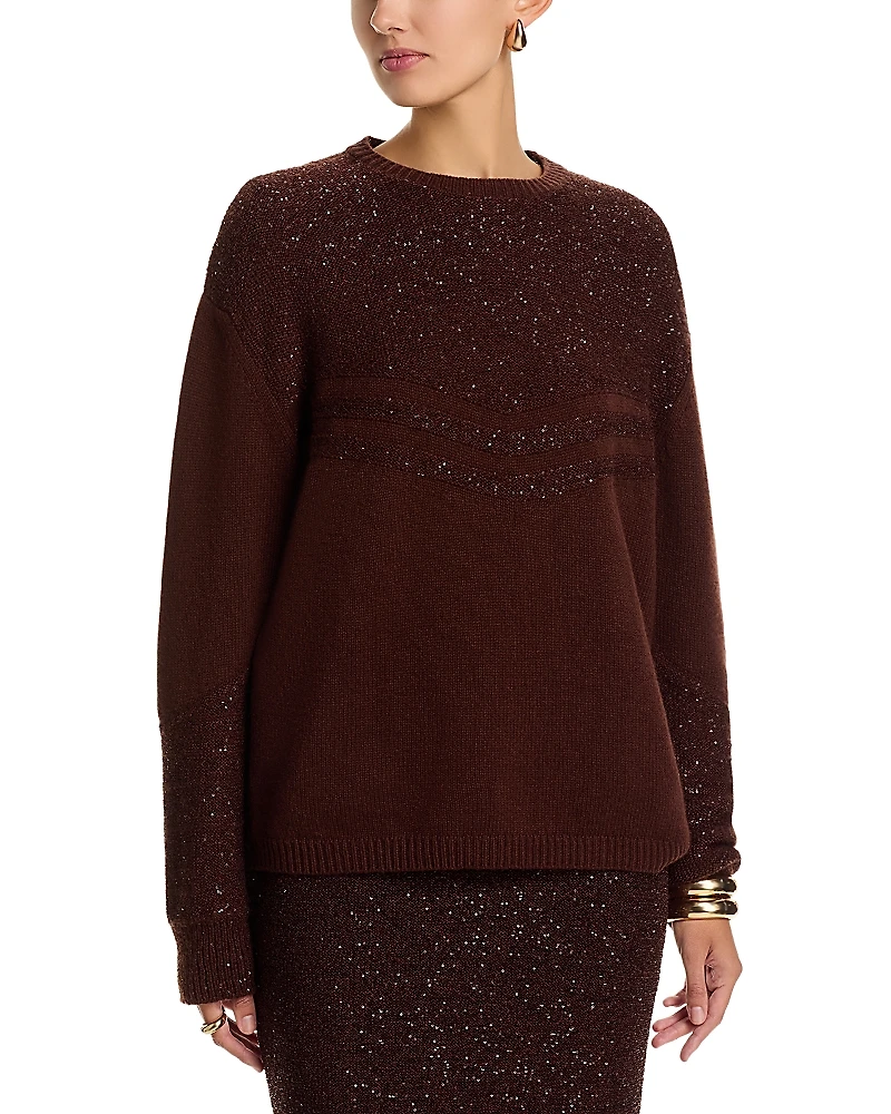 Fabiana Filippi Wool Blend Sequin Intarsia Knit Sweater