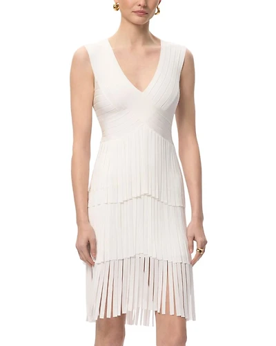 V Neck Gracie Midi Fringed Dress