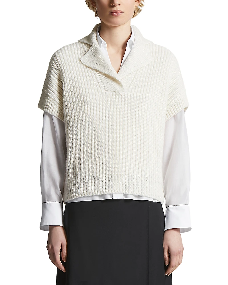 Peserico Ribbed Short Sleeve Sweater