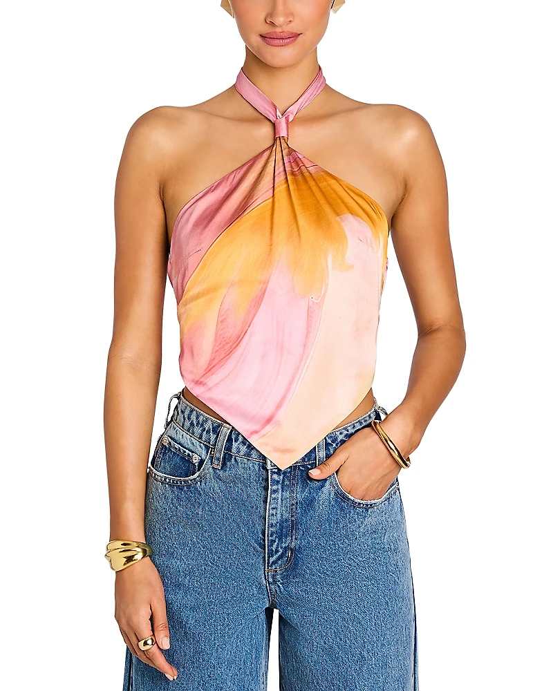 Retrofete Jamie Printed Brushstroke Halter Top