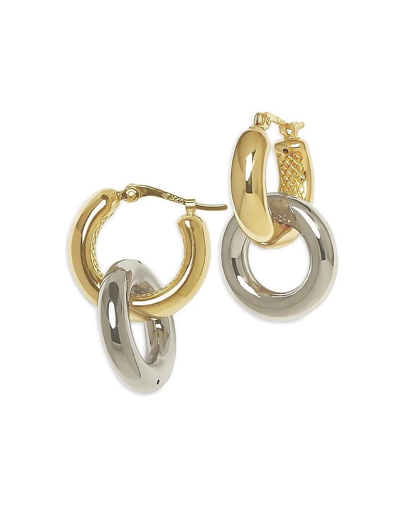 Alberto Amati 14K White & Yellow Think Chain Link Drop Earrings