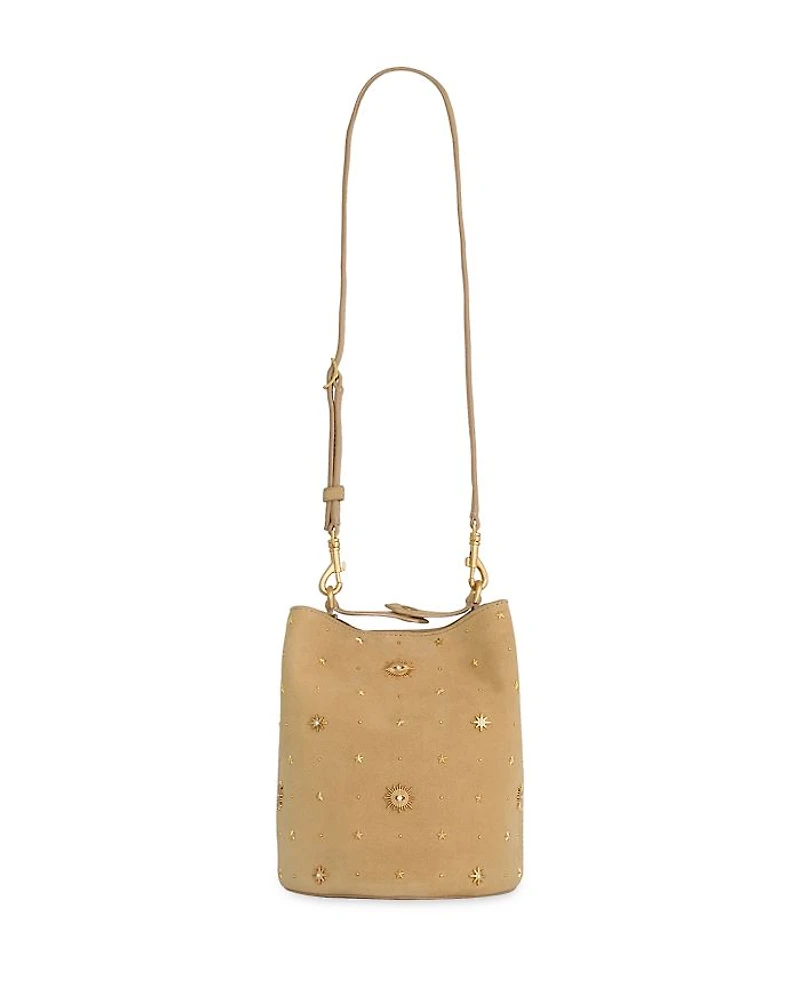 Evil Eye Studded Bucket Bag