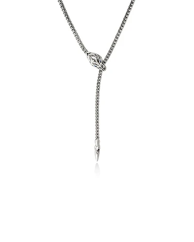 Sterling Silver Naga Blue Sapphire Dragon Lariat Necklace, 23"