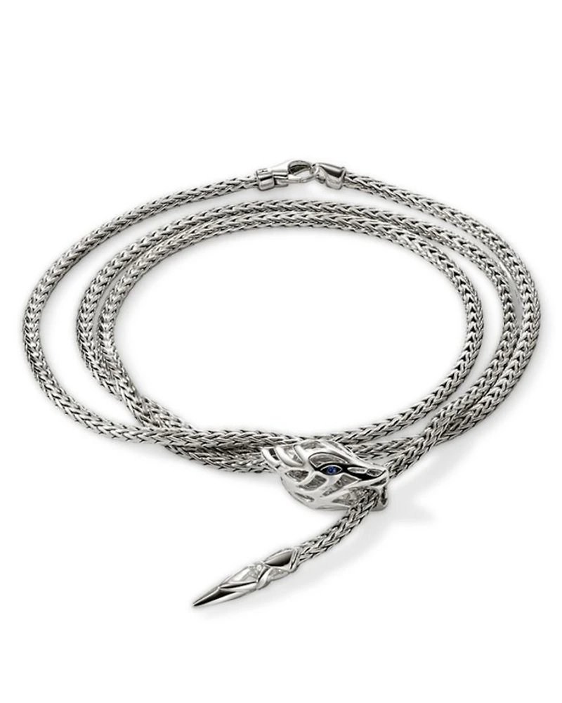 Sterling Silver Blue Sapphire Naga Wrap Bracelet