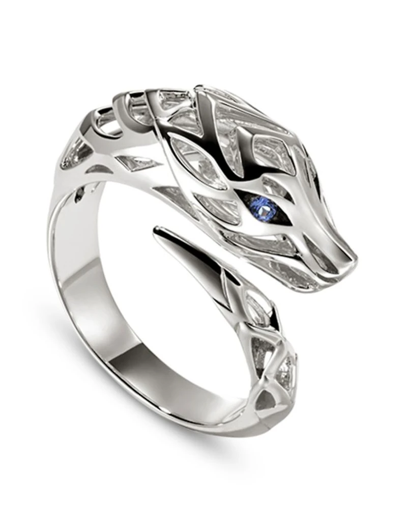 Sterling Silver Blue Sapphire Naga Ring