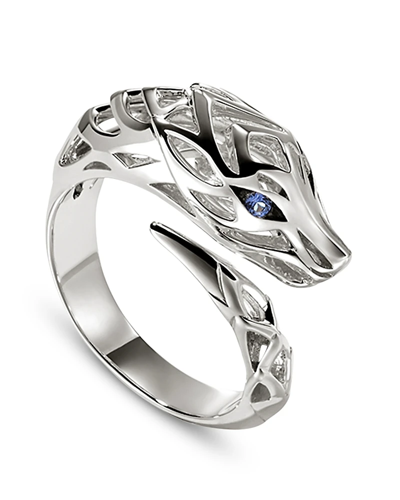 John Hardy Sterling Silver Blue Sapphire Naga Ring