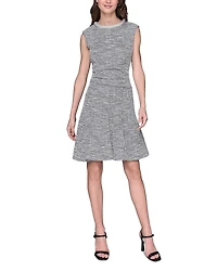 Karl Lagerfeld Paris Stretch Tweed Pearl Neck Mini Dress