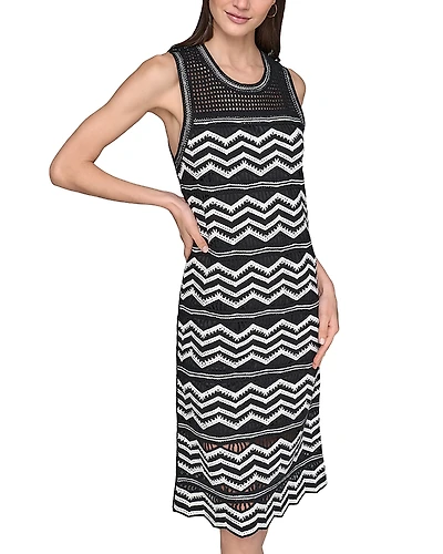 Karl Lagerfeld Paris Sleeveless Chevron Knit Dress