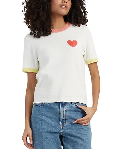 Chinti & Parker Women's Cotton Heart Breton Crochet T-Shirt