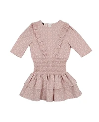 Maniere Girls' Textured Floral Short Sleeve Dress - Little Kid