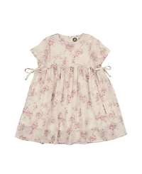 Maniere Girls' Ribbon Tie Short Sleeve Dress - Little Kid