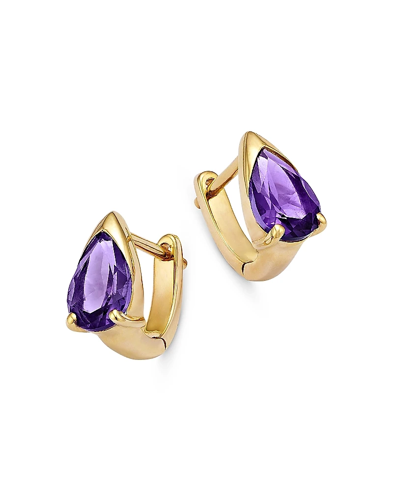 Bloomingdale's Fine Collection Amethyst Pear Huggie Hoop Earrings