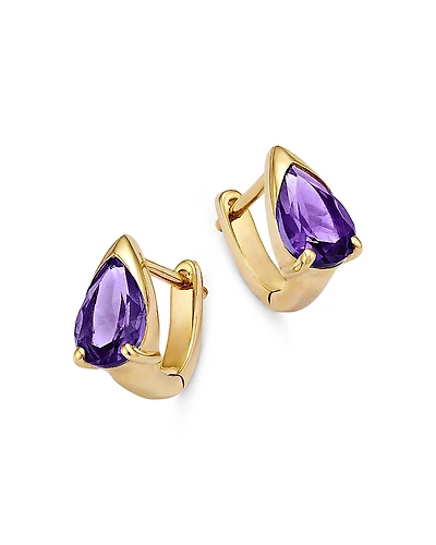 Bloomingdale's Fine Collection Amethyst Pear Huggie Hoop Earrings