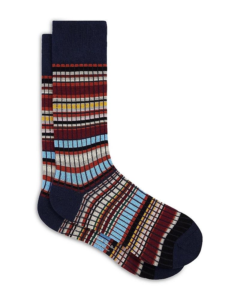 Paul Smith Signature Ribbed Grid Stripe Socks