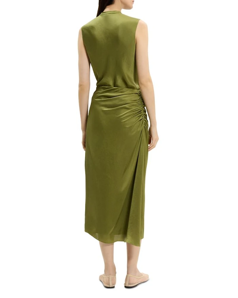Ruched Midi Skirt Crushed Satin