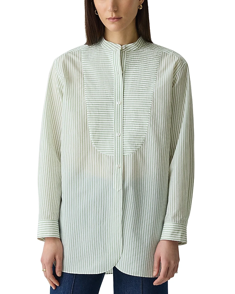 Theory Curved Hem Tuxedo Shirt