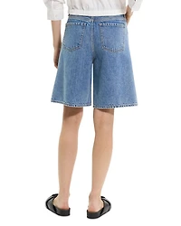 High Waisted Relaxed Long Shorts Cotton-Blend
