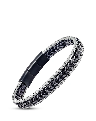 Link Up Woven Leather & Stainless Steel Bracelet