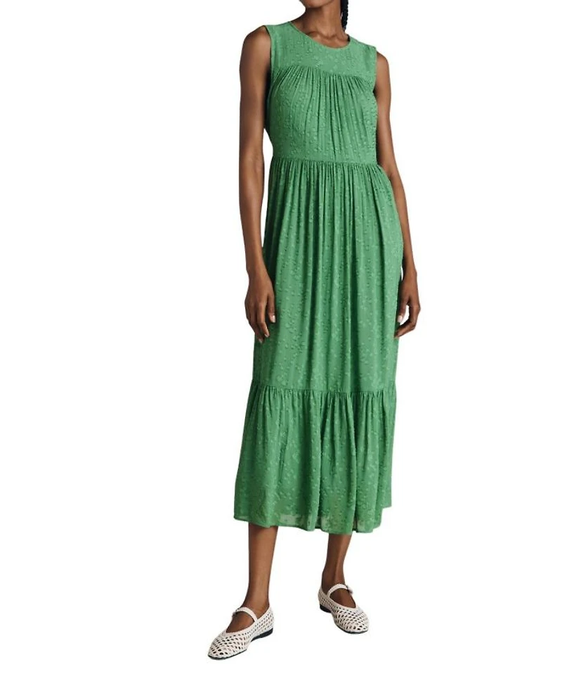 Sandy Georgette Jacquard Sleeveless Midi Dress