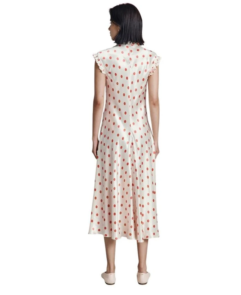 Cicely Polka Dot Satin Midi Dress