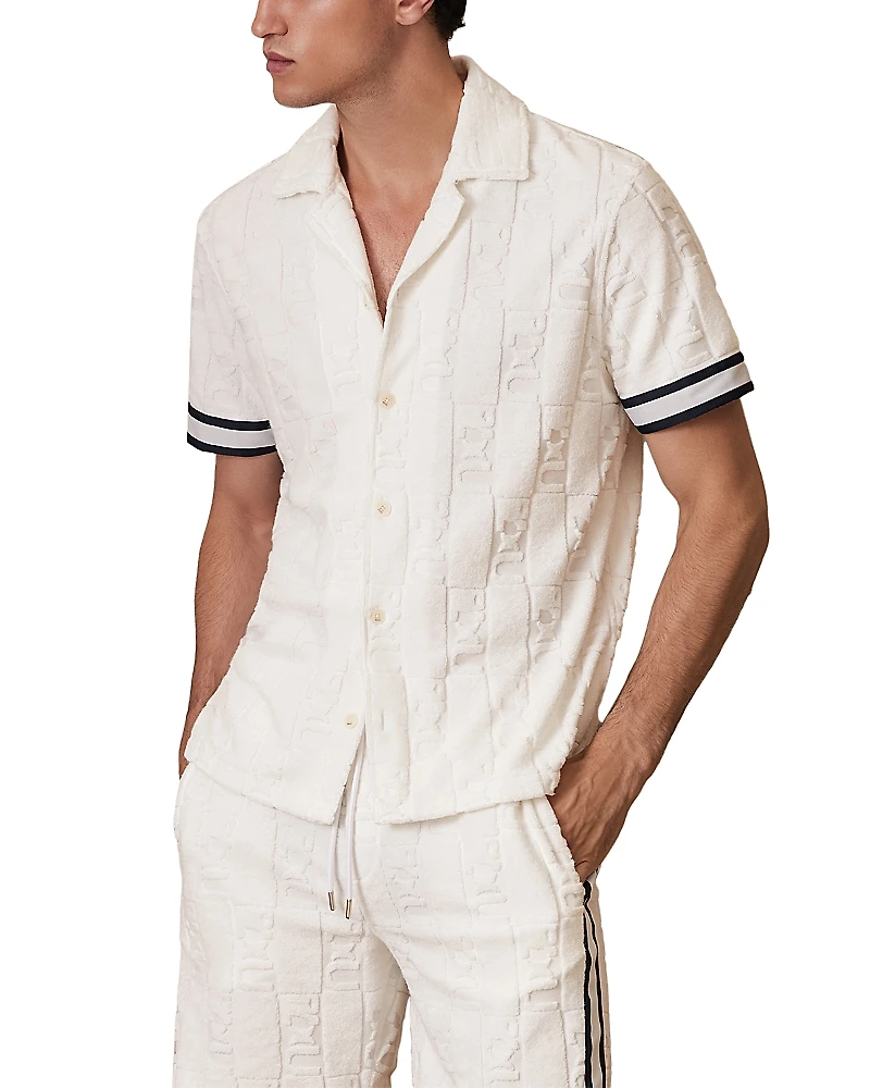 Reiss Che Kala Jacquard Monogram Button Shirt