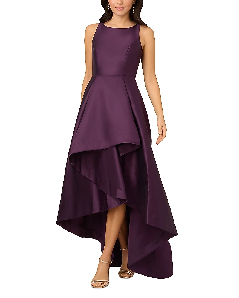 Adrianna Papell Mikado High Low Gown