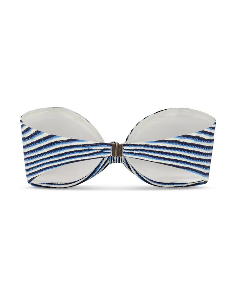 Textured Striped Bandeau Bikini Top