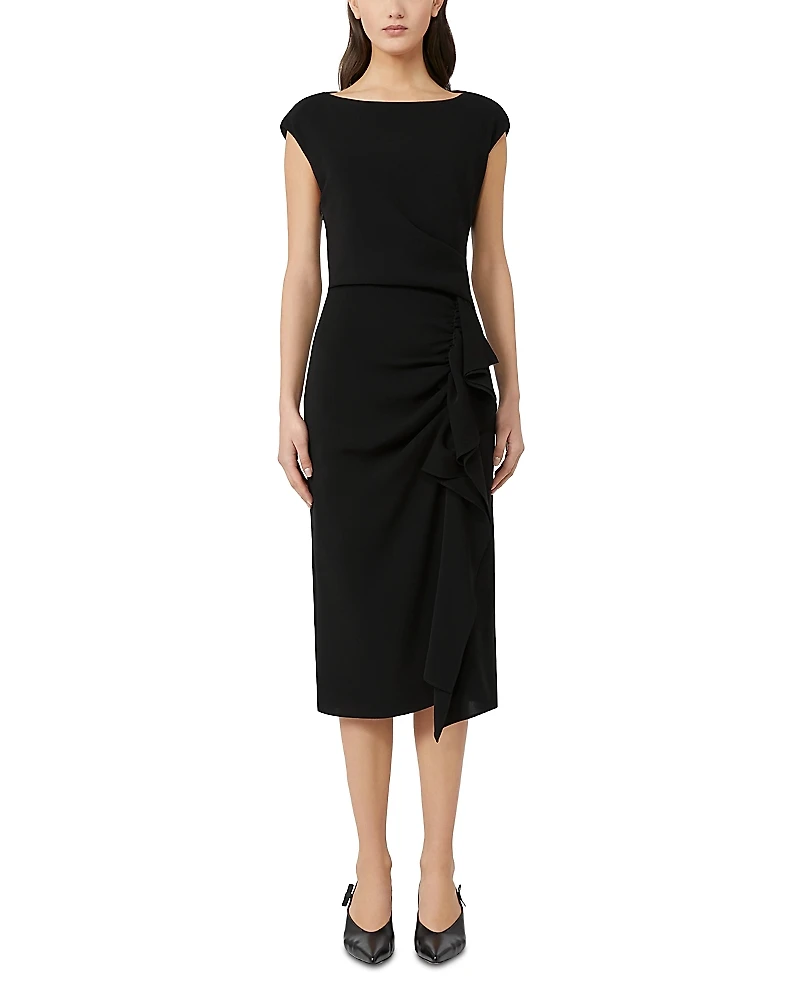 Max Mara Studio Aia Black Lightweight Cady Dress