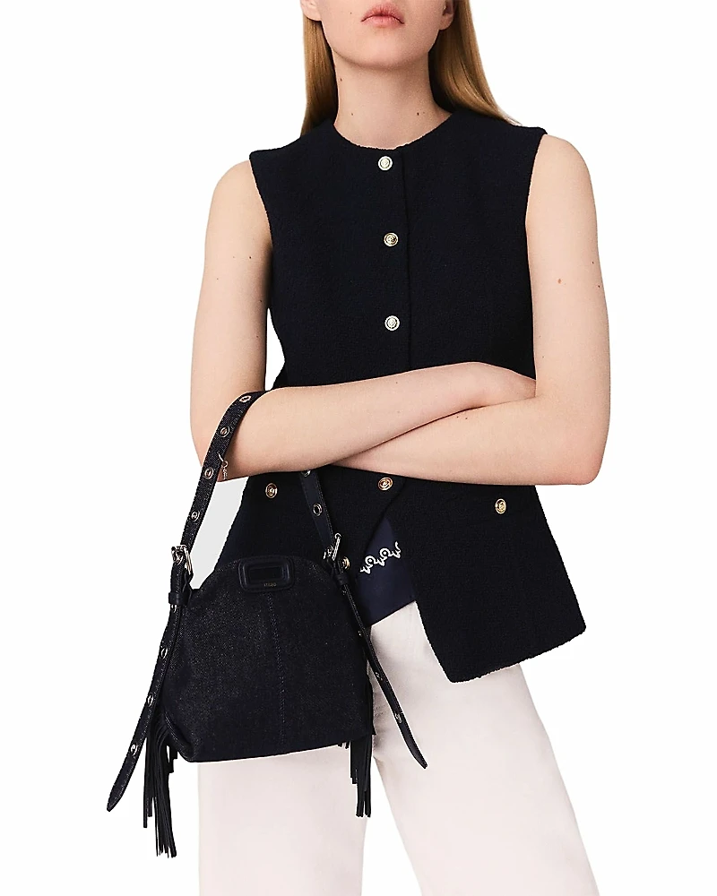 Maje Long Sleeveless Tweed Jacket