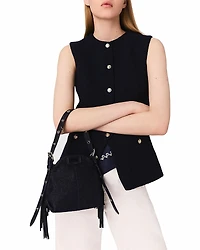 Maje Long Sleeveless Tweed Jacket