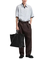 Regular Fit Short Sleeve Zip Linen Shirt