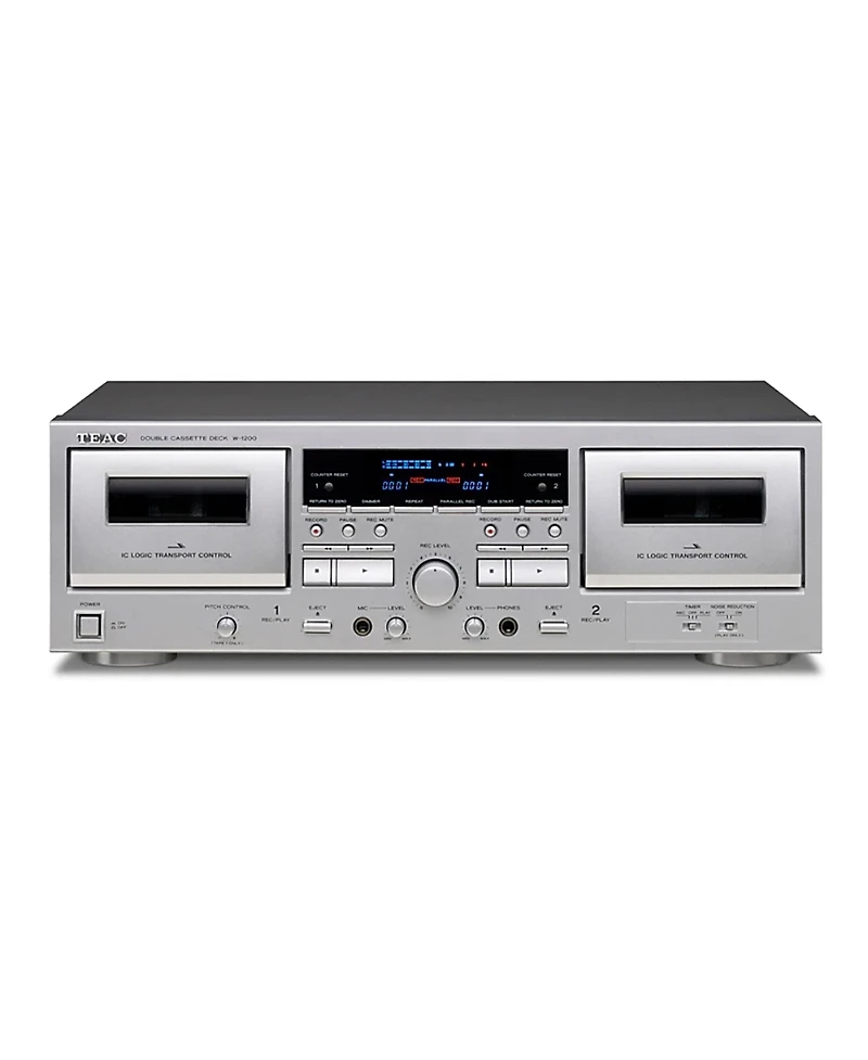 Teac W-1200 Dual Cassette Player & Recorder with Pitch Control, Mic Input, & Usb Out