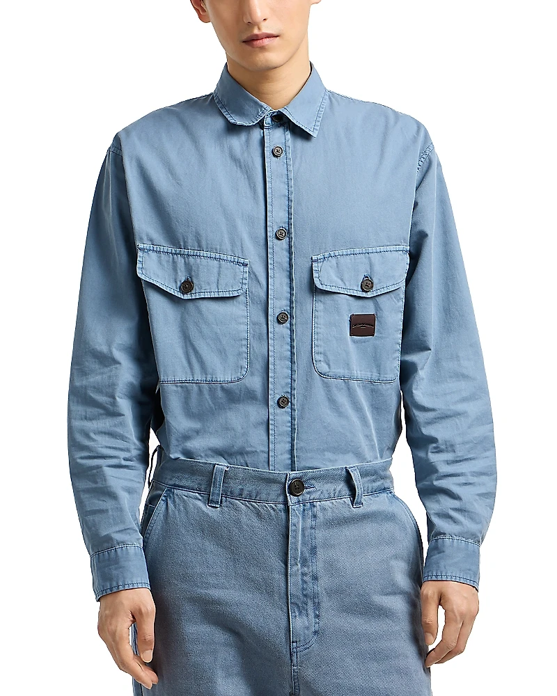 Emporio Armani Regular Fit Twill Button Front Shirt