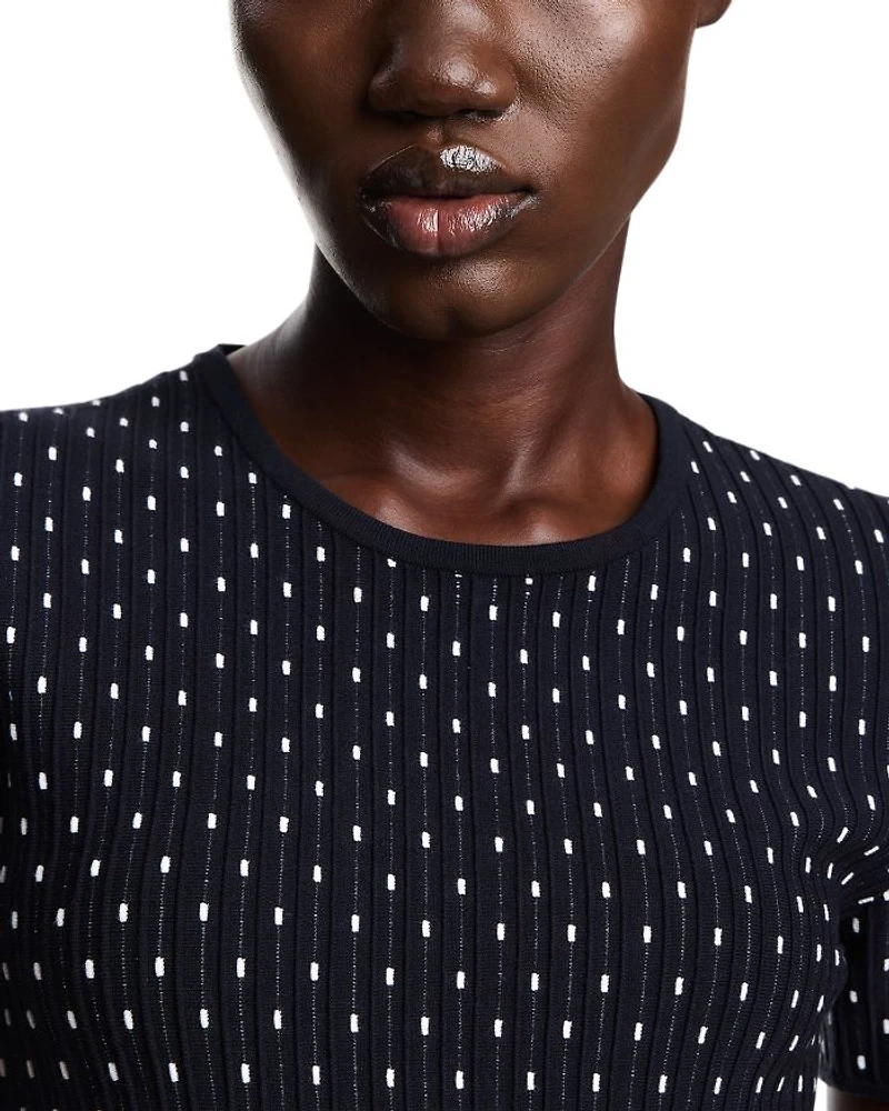 Striped and Polka Dot Jacquard Motif Dress