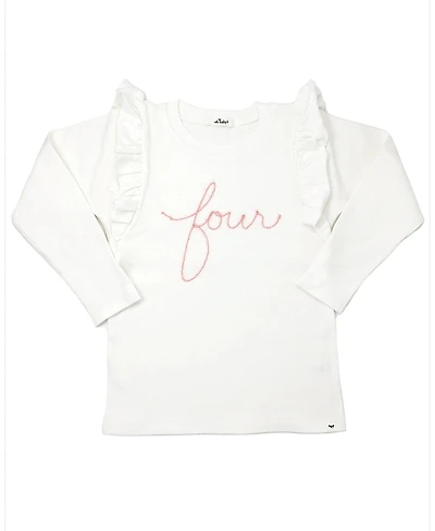 oh baby! Girls' Millie four Pink Sparkle Embroidered Tee - Little Kid