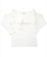 oh baby! Girls' Millie four Pink Sparkle Embroidered Tee - Little Kid