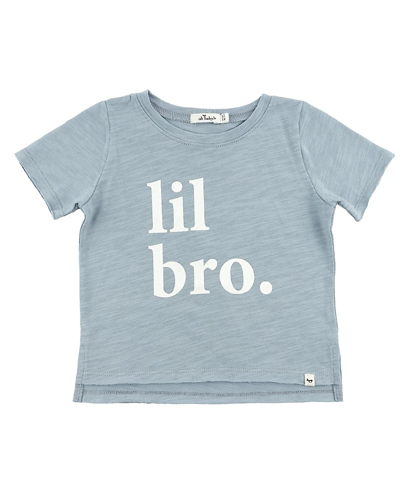 oh baby! Boys' lil bro. Cotton Slub Raw Edge Tee - Baby