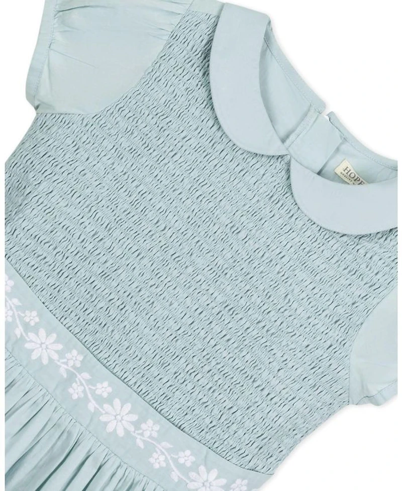 Hope & Henry Girls' Organic Puff Sleeve Smocked Party Dress with Peter Pan Collar - Little Kid, Big Kid