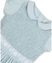 Hope & Henry Girls' Organic Puff Sleeve Smocked Party Dress with Peter Pan Collar - Little Kid, Big Kid