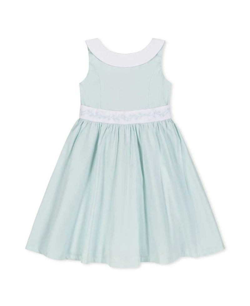 Heirloom Girls' Organic Round Collar with Embroidered Sash Sateen Party Dress - Little Kid, Big Kid