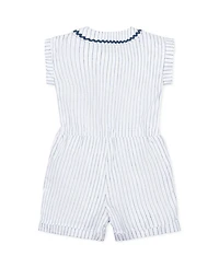 Unisex Hope & Henry Girls' Linen Peter Pan Collar Button Front Romper