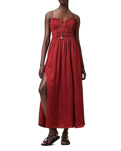 Allsaints Faelyn Picot Trim Side Slit Maxi Dress