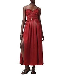 Allsaints Faelyn Picot Trim Side Slit Maxi Dress