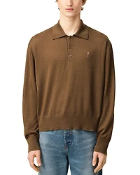 Ami De Coeur Regular Fit Long Sleeve Wool Silk Blend Polo Sweater