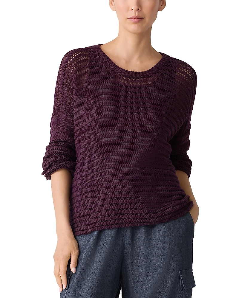 Eileen Fisher Crewneck Cord Yarn Pullover Sweater