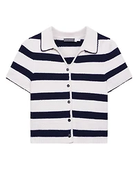 Women's Stripe Collar Knit Cardigan Top