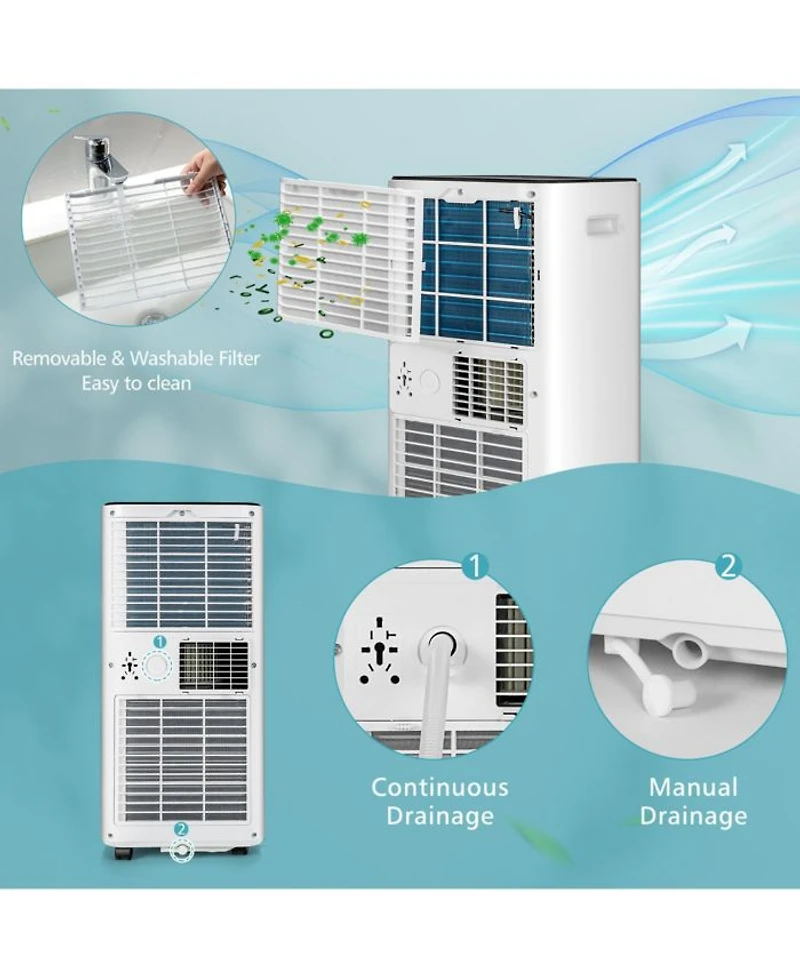 10000 BTU Portable 3-in-1 Air Conditioner with Fan Dehum Sleep Mode