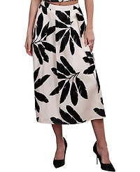 Mint Velvet Women's Neutral Palm Print Midi Skirt