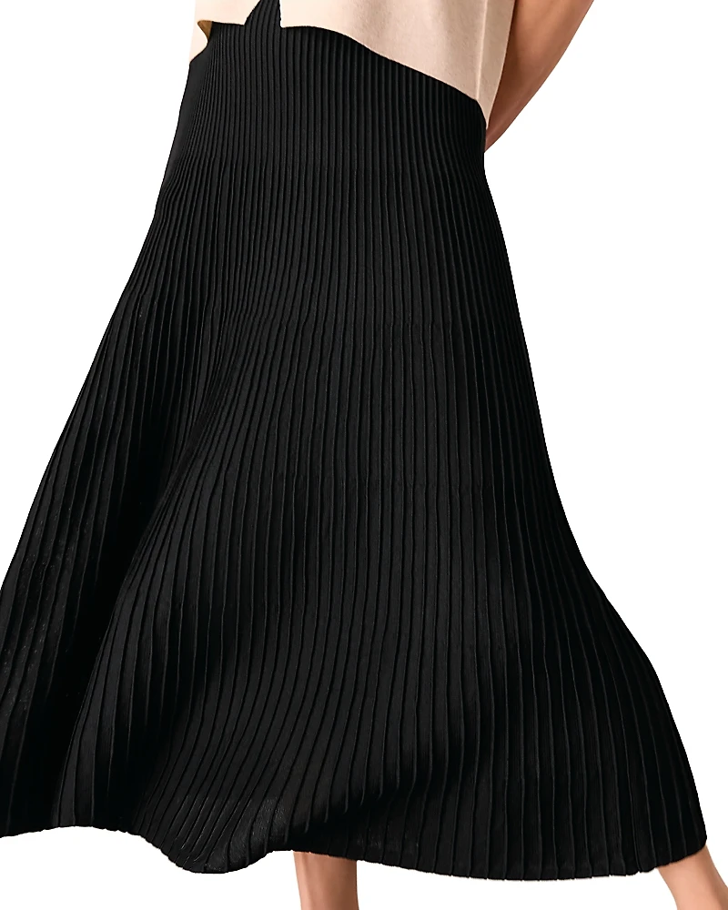 Whistles Pleated Knit Midi Skirt
